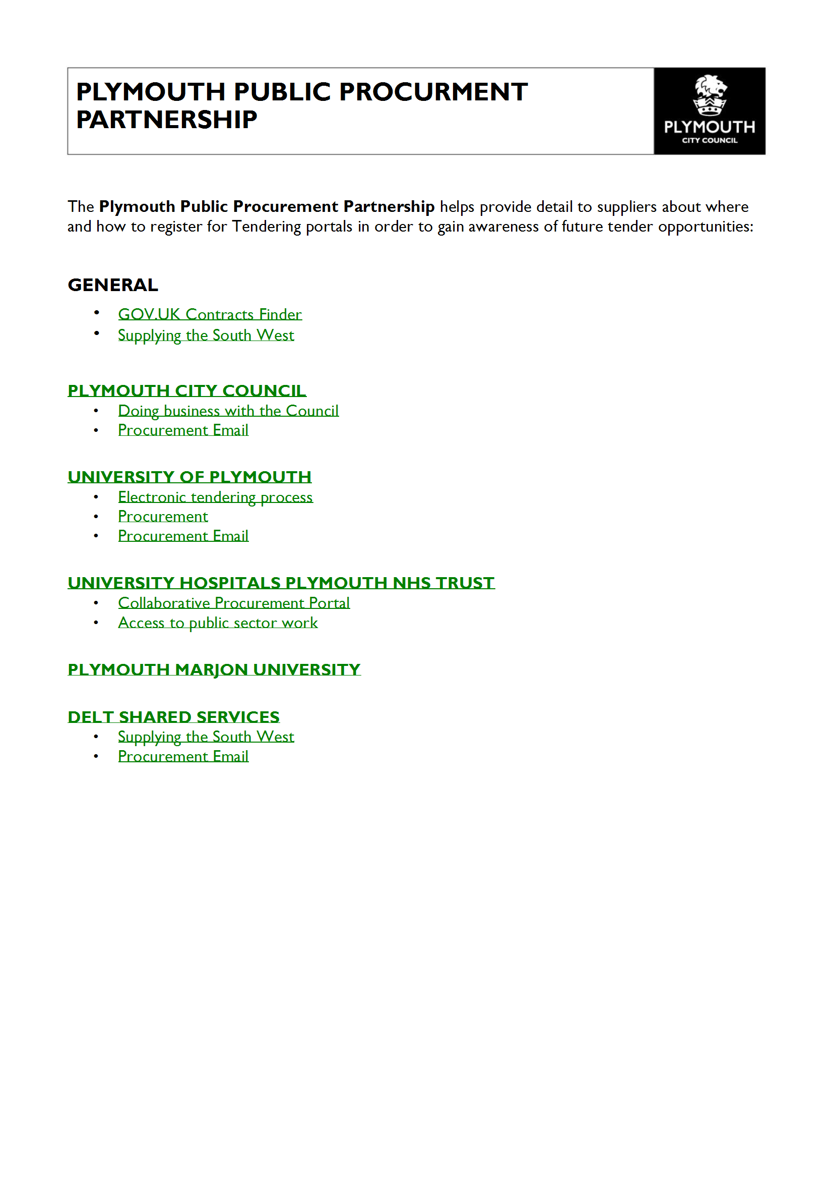 Plymouth Public Procurement Partnership
