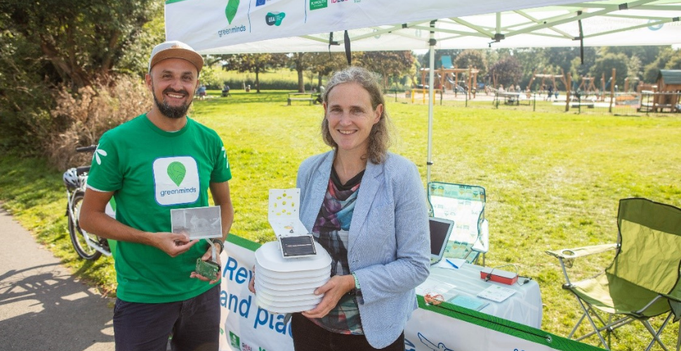 The Green Minds Living Lab team at their stall in Central Park