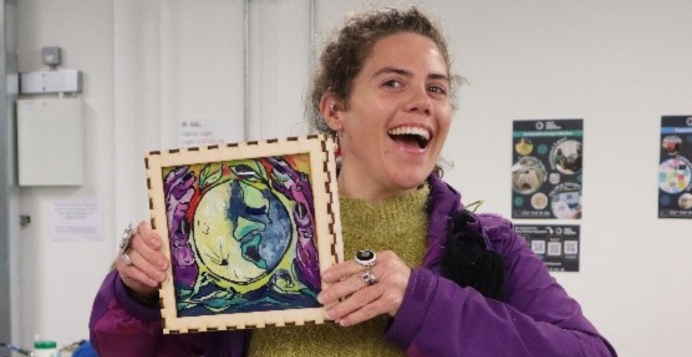 Participant Sarah Trotter was ‘chuffed’ with her finished artwork (Photo credit: Smart Citizens Programme)