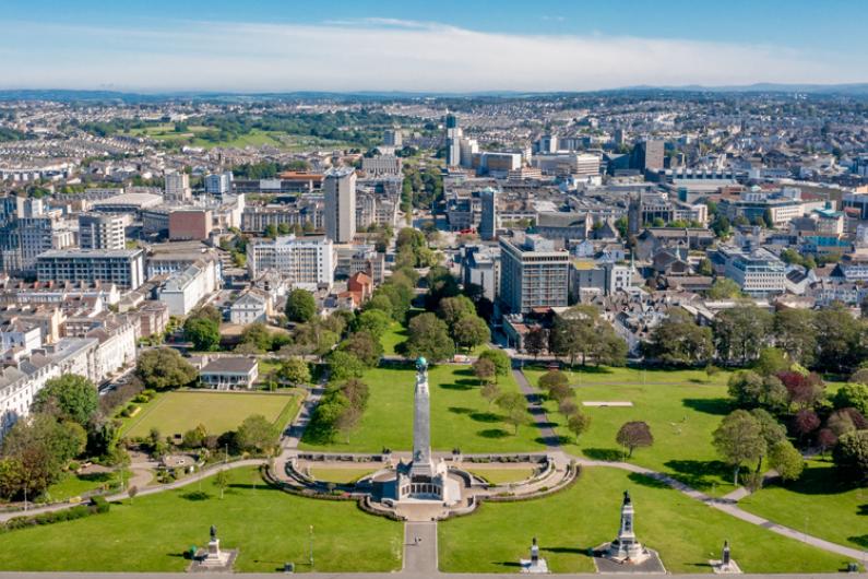 Plymouth cityscape aerial