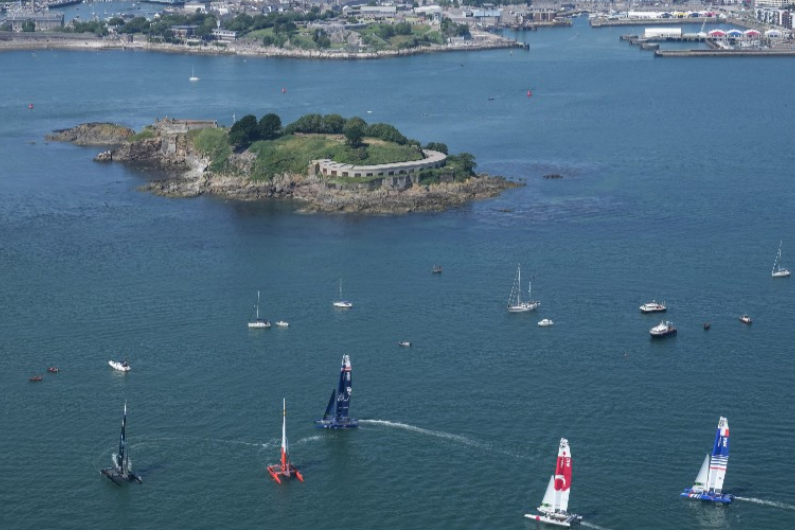 SailGP aerial plymouth waterfront